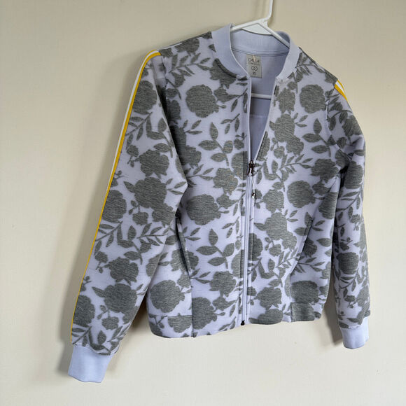 CALIA Womens Jacket XS Floral Burnout Spacer Bomber Full Zip Front Long Sleeve - Picture 5 of 11